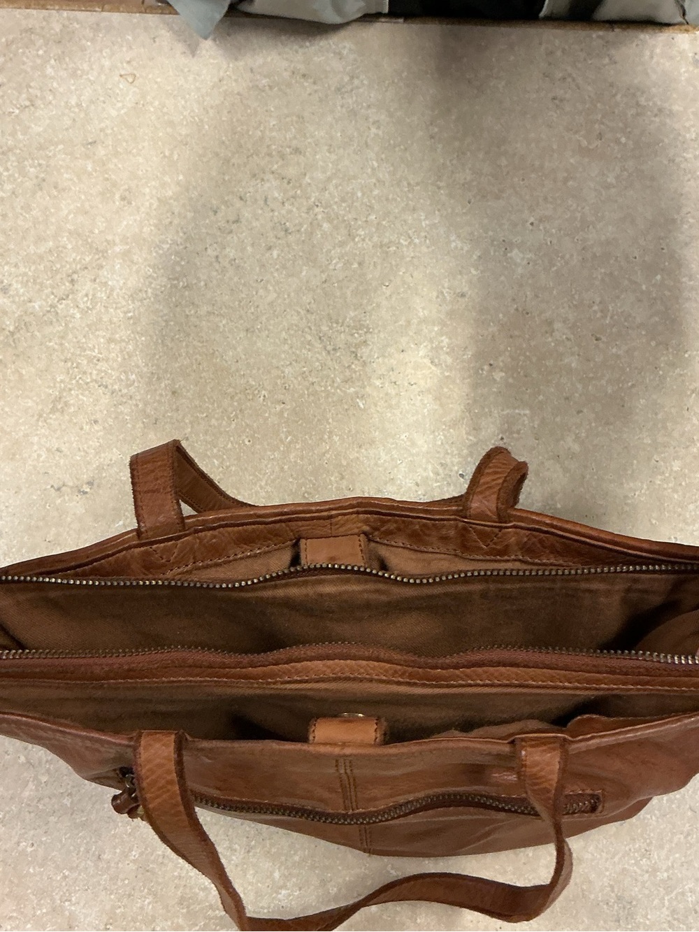 Vintage FOSSIL Cognac Woven Leather Tote Bag - Boho Y2K Basketweave Shoulder Bag - Picture 6 of 12